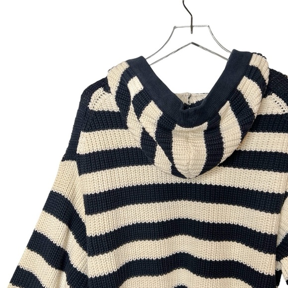 Zara Oversized Women’s Chunky Striped Hooded Cotton Sweater Sz S - Picture 8 of 10